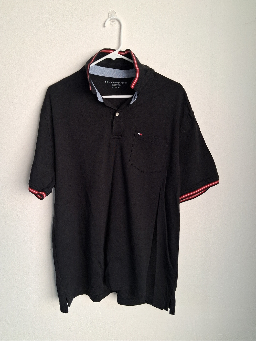 Tommy Hilfiger Cotton Mens Black Polo Shirt XL